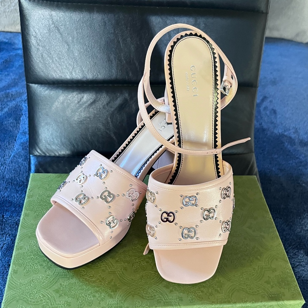 Gucci Pink Sandals with Silver Accents